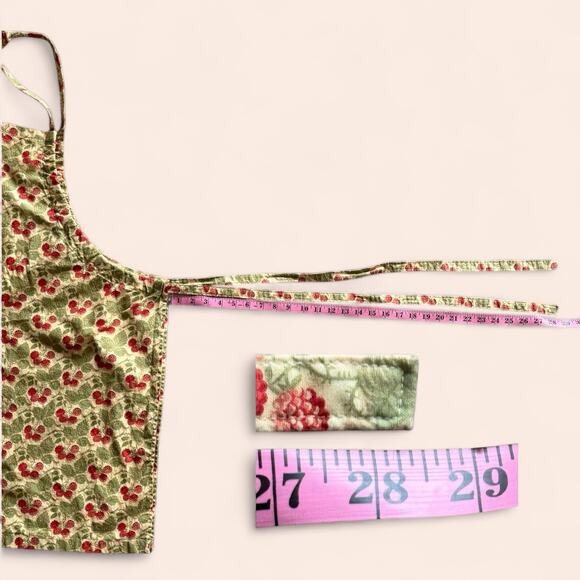 Vintage Fruit Apron Raspberry Kitchen Garden Craft Art Cottagecore Full Leaves - Picture 6 of 7